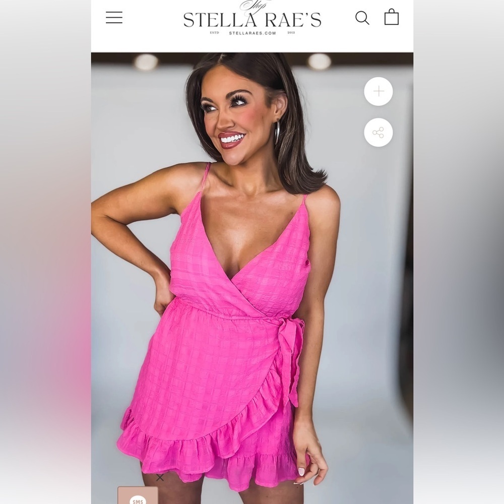 Pink Ruffled Side Tie Romper - Picture 12 of 15